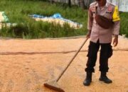Upaya Mendukung Program Ketahanan Pangan Nasional, Bhabinkamtibmas Polsek Parado Bantu Proses Penjemuran Jagung Warga