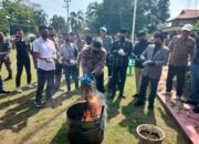 Kapolres Bima Pimpin Pemusnahan Barang Bukti 32,72 gram dan Ganja Kering 904,48 gram Serta 13 Batang Tanaman Ganja